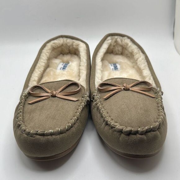 Cushionaire Women's Moccasin Slipper +Memory Foam 8 STONE - Picture 2 of 7